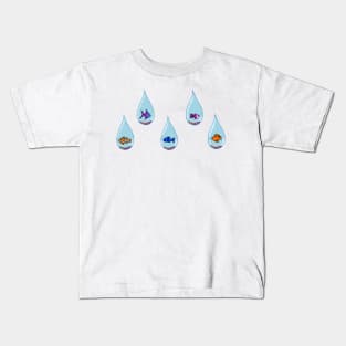 Fish in Rain Drops Kids T-Shirt